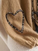 Elorivane Plus Size Apricot Cardigan, Tie-Front Knot, Cute Kawaii Autumn Date Office Sweater - Image 5