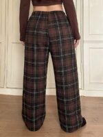 Elorivane Plus Size Plaid Pajama Pants, Elastic Waist Loose Casual Trousers - Image 25