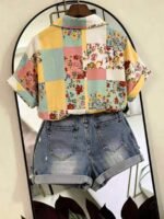 Elorivane Plus Size Halloween Bat & Pumpkin Print Shirt - Image 26