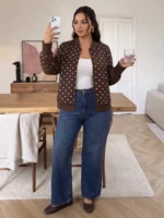 Elorivane Plus Size Floral Patchwork Jacket, Versatile Thin Outerwear for Office Rodeo, Autumn Casual Wear - Image 12