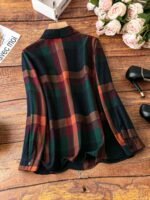 Elorivane Plus Size Women's Plaid Button Down Long Sleeve Shirt, Casual Everyday Fall Wear Blouse - Image 2