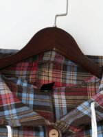 Elorivane Plus Size Women's Brushed Plaid Hooded Pullover Blouse, Mid-Length with Pockets, Casual Elegant Top for Spring, Autumn & New Year Outfits - Image 3