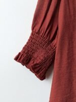 Elorivane Plus Size Women's Bohemian Linen Blend Blouse, 3/4 Sleeve Ruffle Collar Elegant Casual Daily Wear Top - Image 4