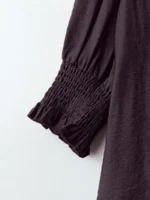 Elorivane Plus Size Women's Bohemian Linen Blend Blouse, 3/4 Sleeve Ruffle Collar Elegant Casual Daily Wear Top - Image 9