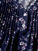 Elorivane Plus Size Women's Royal Blue Floral Blouse, Flutter Sleeve Floral Print Casual Summer Flower Top - Image 6