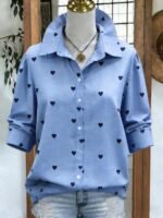Elorivane Plus Size Women's Woven Shirt, Simple Casual Autumn Top for Daily Commute