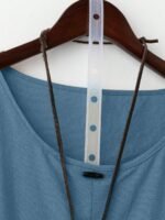 Elorivane Plus Size Women's Rust Orange 100% Cotton Linen Long Sleeve Blouse, Asymmetrical Hem Smart Casual Top for Summer Vacation, Business & Wedding Occasions - Image 15
