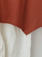 Elorivane Plus Size Women's Rust Orange 100% Cotton Linen Long Sleeve Blouse, Asymmetrical Hem Smart Casual Top for Summer Vacation, Business & Wedding Occasions - Image 18