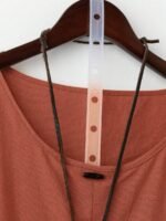 Elorivane Plus Size Women's Rust Orange 100% Cotton Linen Long Sleeve Blouse, Asymmetrical Hem Smart Casual Top for Summer Vacation, Business & Wedding Occasions - Image 20