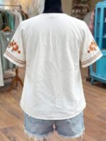 Elorivane Plus Size Women's V-Neck Embroidered Blouse, Elegant Casual Daily Wear Top - Image 2