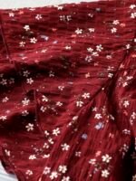 Elorivane Plus Size Women's Burgundy Mandarin Collar Crinkle Ditsy Floral Blouse, Double Ruffle Sleeve Loose Summer Boho Vacation Top - Image 3