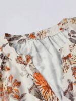 Elorivane Plus Size Women's Brown V-Neck Floral Print Loose Blouse, Elegant Casual Top for Daily Commute & Summer Wear - Image 3
