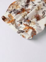 Elorivane Plus Size Women's Brown V-Neck Floral Print Loose Blouse, Elegant Casual Top for Daily Commute & Summer Wear - Image 5