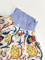 Elorivane Plus Size Women's Navy Blue Contrast Printed Stand Collar Half-Button Pullover Shirt, Relaxed Fit Casual Elegant Blouse for Fall Brunch & Birthday Occasions - Image 5