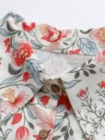 Elorivane Plus Size Women's Vintage Paisley Floral Short Sleeve Shirt, Lapel Puff Sleeve Single-Breasted Loose Straight Fit Bohemian Vacation Blouse - Image 3