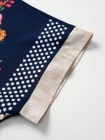 Elorivane Plus Size Women's Navy Blue Independence Day Print V-Neck Faux Embroidery Shirt, Soft Casual Decent Top for Summer Beach & Vacation - Image 3