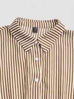 Elorivane Plus Size Women's Brown Tie-Front Shirt, Elegant Commute & Formal Autumn Top - Image 4