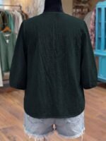 Elorivane Plus Size Women's Embroidered Blouse, Loose Fit Versatile 3/4 Sleeve Casual Top for Fall Vacation Wear - Image 8