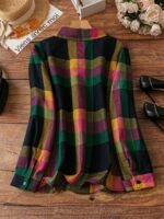 Elorivane Plus Size Women's Plaid Button Down Long Sleeve Shirt, Casual Everyday Fall Wear Blouse - Image 7
