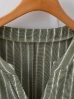 Elorivane Plus Size Women's Olive Green Woven Printed Notch V-Neck Mid-Sleeve Blouse, Loose H-Line Minimalist Comfort Top for Daily Commute, Business Formal & Home Wear - Image 4