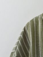 Elorivane Plus Size Women's Olive Green Woven Printed Notch V-Neck Mid-Sleeve Blouse, Loose H-Line Minimalist Comfort Top for Daily Commute, Business Formal & Home Wear - Image 8