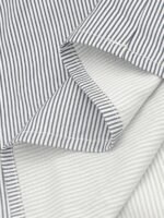 Elorivane Plus Size Women's Blue White Stripe Print Blouse, Floral Embroidery Puffed Sleeve V-Neck Stand Collar Loose Boho Top for Spring Summer - Image 7