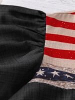 Elorivane Plus Size Women's Grey Star Stripe Flag Embroidered Blouse, 1960s American Western Vintage Floral V-Neck Ruffle Sleeve Loose Patriotic Summer Casual Top - Image 16