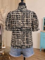 Elorivane Plus Size Women's Leopard Print Blouse, Ruffle Trim Short Sleeve Casual Top for Summer Holiday Wear - Image 20