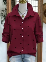 Elorivane Plus Size Women's Woven Shirt, Simple Casual Autumn Top for Daily Commute - Image 10