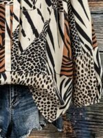 Elorivane Plus Size Women's Leopard & Zebra Print Patchwork Colorblock Vacation Top - Image 4
