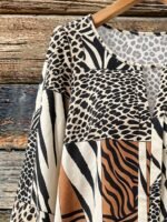 Elorivane Plus Size Women's Leopard & Zebra Print Patchwork Colorblock Vacation Top - Image 3