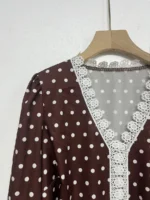 Elorivane Plus Size Women's Polka Dot V-Neck Blouse, Basic Casual Long Sleeve Daily Wear Top - Image 6