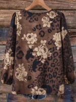 Elorivane Plus Size Women's Floral Print Long Sleeve Top, Casual Daily Wear Blouse - Image 2