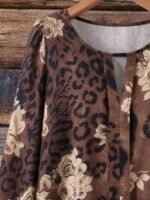 Elorivane Plus Size Women's Floral Print Long Sleeve Top, Casual Daily Wear Blouse - Image 4