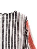 Elorivane Plus Size Vertical Striped Loose Lantern Sleeve Blouse Autumn - Image 5